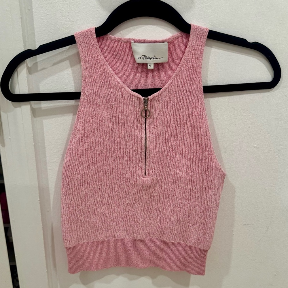 3.1 Phillip Lim Blush Pink Zipper Crop Top